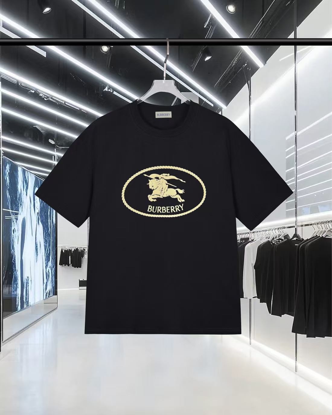 巴宝莉Burberry短袖潮牌字母男女夏季纯棉宽松百搭半袖休闲短袖情侣T恤上衣-北凯千寻